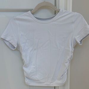 Lululemon Women’s Hot White Cropped Cinched Short Sleeve Top